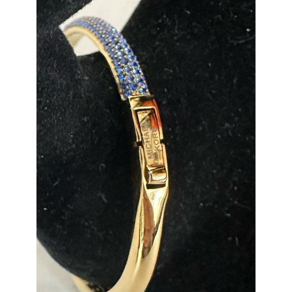 Michael Kors 6.25” Gold Tone w/Blue Crystals Bangle Bracelet - Picture 5 of 5